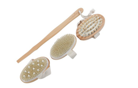 Natural Dry Body Brush Cellulite Massager and Brush with Rubber Nubs