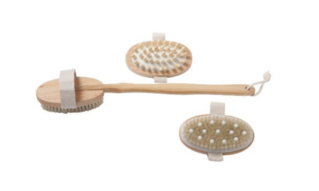 Natural Dry Body Brush Cellulite Massager and Brush with Rubber Nubs